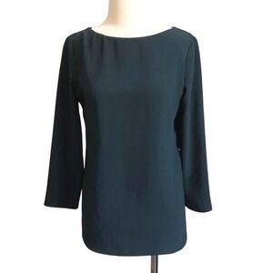 AMANDA UPRICHARD Women's Small Dark Teal 3/4 Sleeve V Back Blouse‎ Feminine